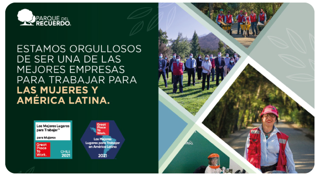 Parque del Recuerdo entre los mejores lugares para trabajar para mujeres en Chile y para trabajar en Latinoamérica